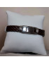 Bracelet Homme Acier & Cuir marron tressé