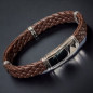 Bracelet Acier & Cuir marron tressé