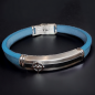 Bracelet Acier & Cuir bleu "Boussole"