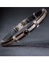 Bracelet Homme Acier câble & Cuir noir avec Onyx