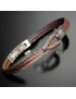 Bracelet Homme Acier câble & Cuir marron
