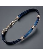 Bracelet Homme Acier câble bleu