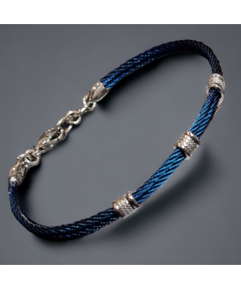 Bracelet Acier câble bleu