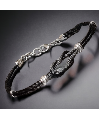 Bracelet Homme Acier câble noir