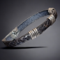 Bracelet Acier & Cuir noir tressé