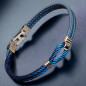 Bracelet Acier câble & Cuir bleu
