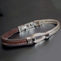 Bracelet Acier câble & Cuir marron