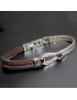 Bracelet Acier câble & Cuir marron