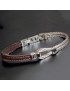 Bracelet Homme Acier câble & Cuir marron