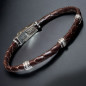 Bracelet Acier & Cuir marron tressé