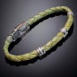 Bracelet Acier & Cuir vert tressé