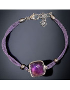 Bracelet Améthyste cordon avec fermoir