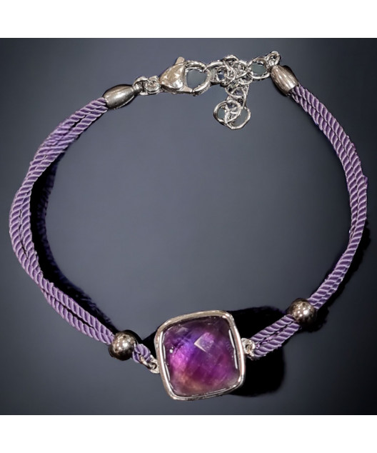 Bracelet Améthyste cordon avec fermoir