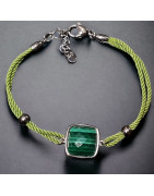 Bracelet Malachite cordon avec fermoir