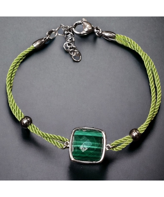 Bracelet Malachite cordon avec fermoir