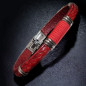 Bracelet Acier & Cuir rouge et Cordon tressés