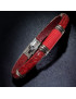 Bracelet Homme Acier & Cuir rouge et Cordon tressés