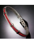 Bracelet Acier câble & Cuir rouge tressé