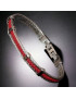 Bracelet Homme Acier câble & Cuir rouge tressé
