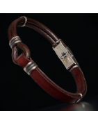 Bracelet "boucle" Acier & Cuir marron