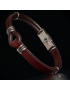Bracelet "boucle" Acier & Cuir marron