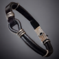 Bracelet "boucle" Acier & Cuir noir