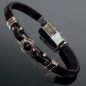 Bracelet Acier & Cuir noir avec Onyx