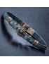 Bracelet Homme Acier & Cuir bleu avec bille de Lapis-lazuli
