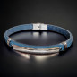 Bracelet Acier & Cuir bleu "Strass"