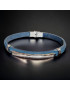 Bracelet Homme Acier & Cuir bleu "Strass"