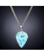 Pendentif Larimar avec chaîne Argent 925