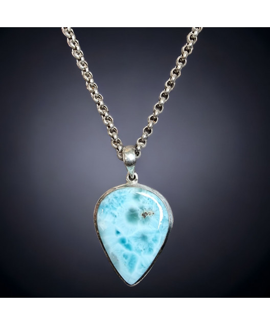 Pendentif Larimar avec chaîne Argent 925