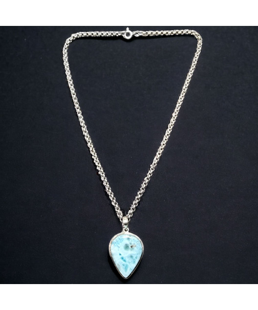 Pendentif Larimar avec chaîne Argent 925