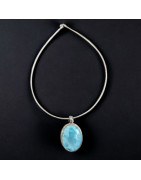 Pendentif Larimar avec chaîne Argent 925