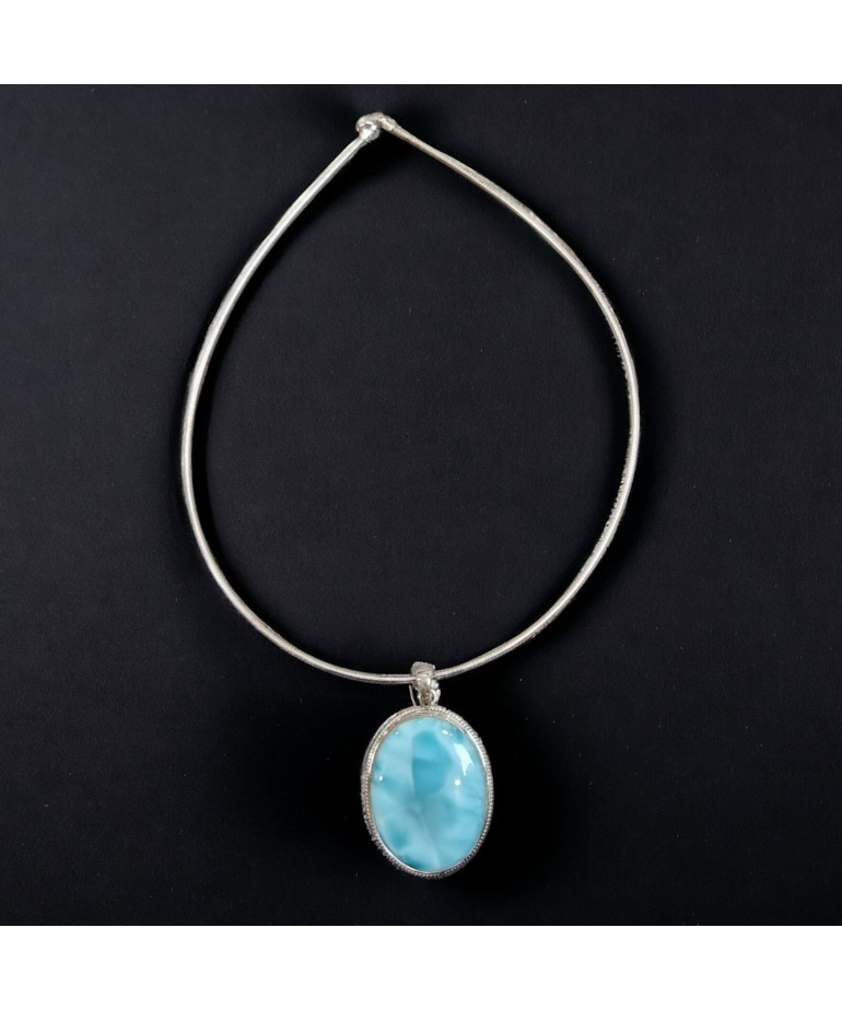 Pendentif Larimar avec chaîne Argent 925