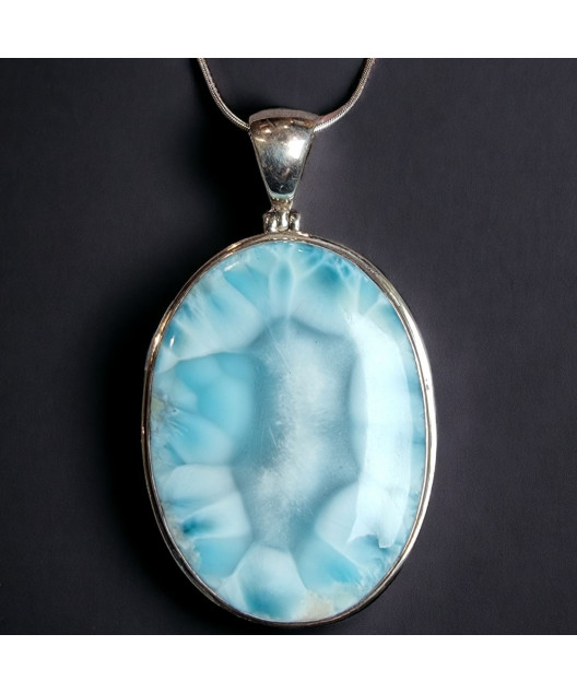 Pendentif Larimar avec chaîne Argent 925
