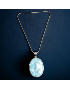 Pendentif Larimar avec chaîne Argent 925