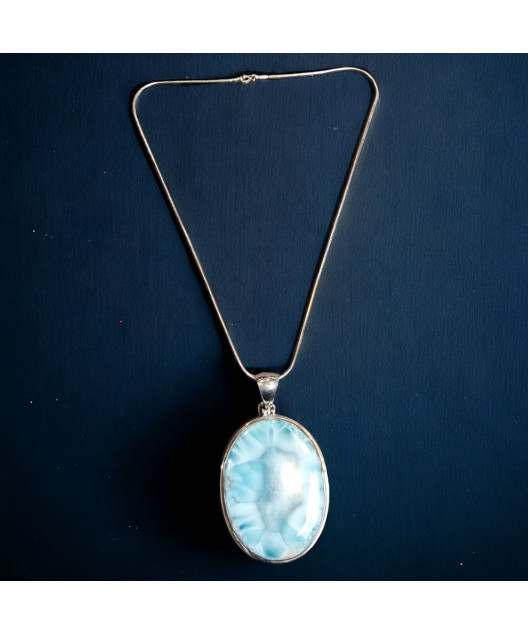 Pendentif Larimar avec chaîne Argent 925