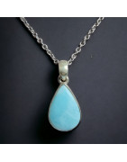 Pendentif Larimar Argent 925 avec chaîne