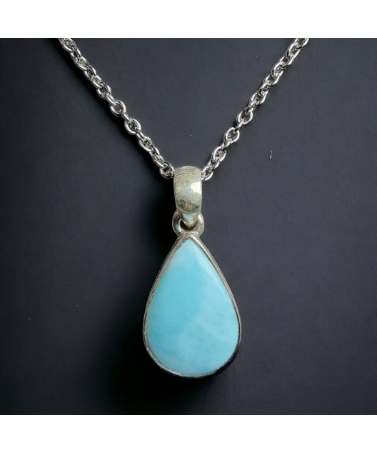 Pendentif Larimar Argent 925 avec chaîne