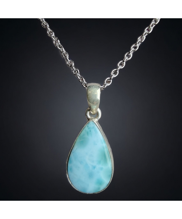 Pendentif Larimar Argent 925 avec chaîne