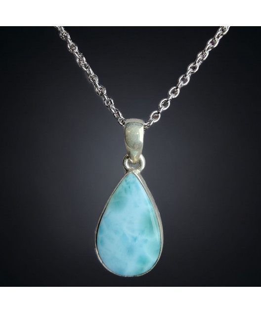 Pendentif Larimar Argent 925 avec chaîne