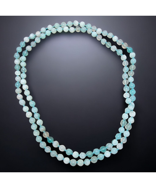 Collier Aigue marine Perles rondes 8mm