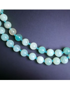 Collier Aigue marine Perles rondes 8mm