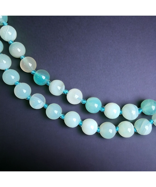 Collier Aigue marine Perles rondes 8mm