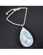 Pendentif Larimar Argent 925 avec cordon