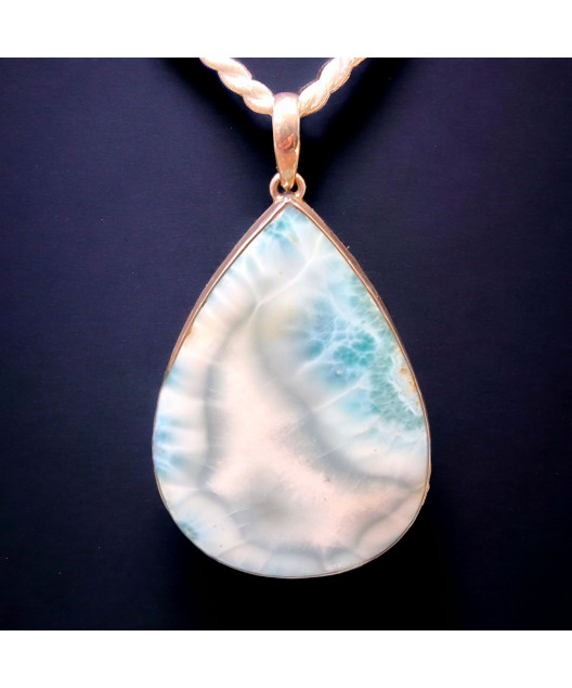 Pendentif Larimar Argent 925 avec cordon