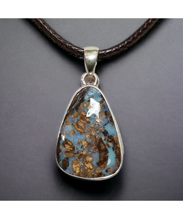 Pendentif Opale Boulder Argent 925 sur cordon