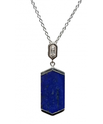 Pendentif Lapis-lazuli et Zirconium avec chaîne argent 925