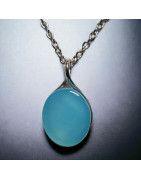Pendentif Agate Argent Rhodié avec chaîne